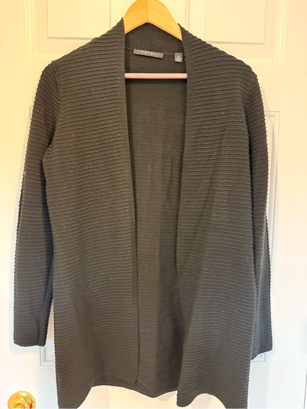 Cyrus Ribbed Open-Front Cardigan - Black